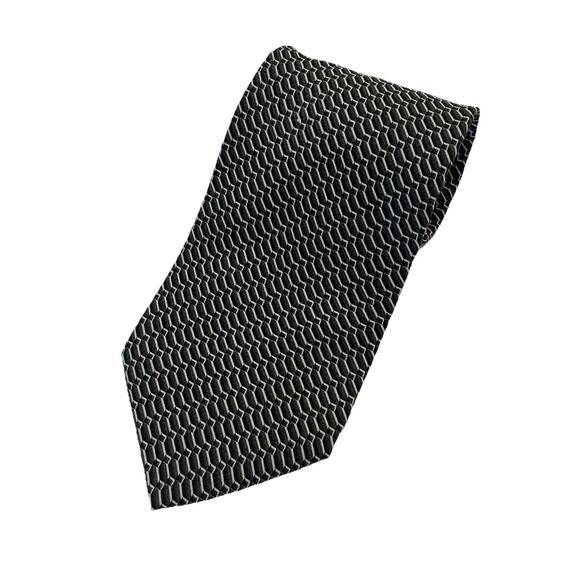 Giorgio Armani Collezioni Silk Tie Mens 53.5x3.75" Forest Green Geometric Italy - Picture 2 of 11